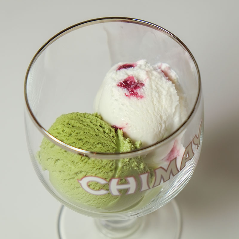 post-ramen-marios-gelati-green-tea-white-choc-raspberry-in-chimay-chalice-overhead