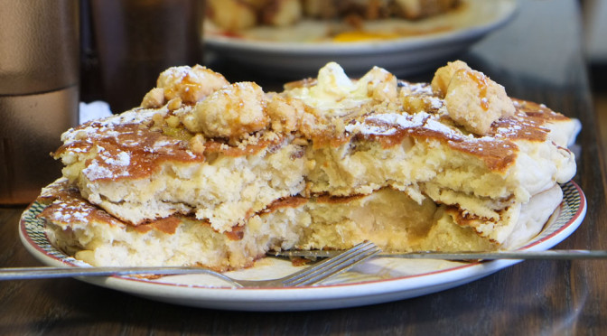 Needlessly large American diner pancakes at Jethro’s Fine Grub on Fraser St.